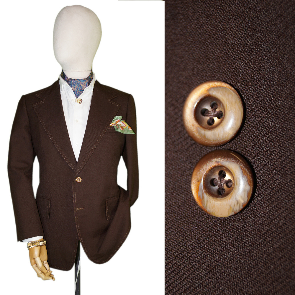 VINTAGE 1970 HANDMADE 39R MOCHA BROWN TWILL BLAZER